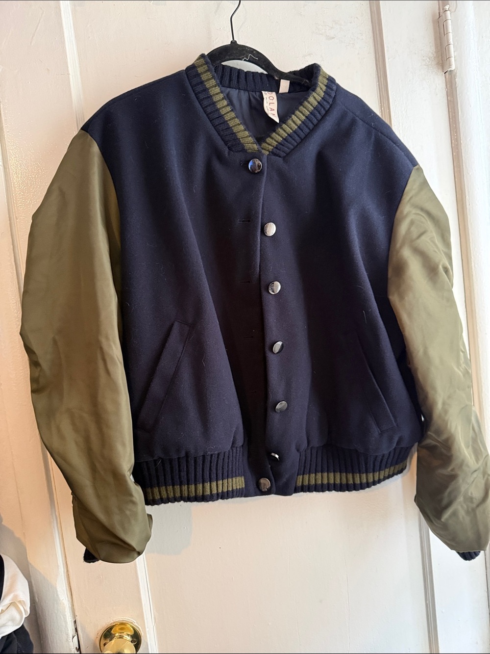 Anthropologie Navy and Olive Bomber Jacket
